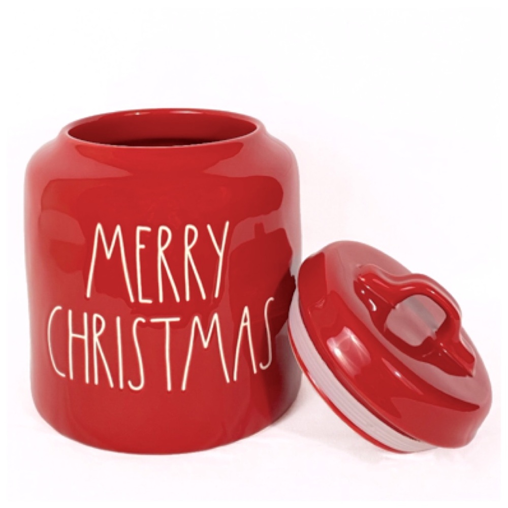 NEW Rae Dunn Red Merry Christmas Canister